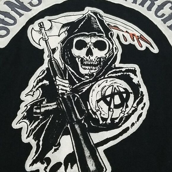 Sons Of Anarchy Graphic Tee Shirt Men's Size Medium Black White Reaper 2014 - Picture 2 of 4
